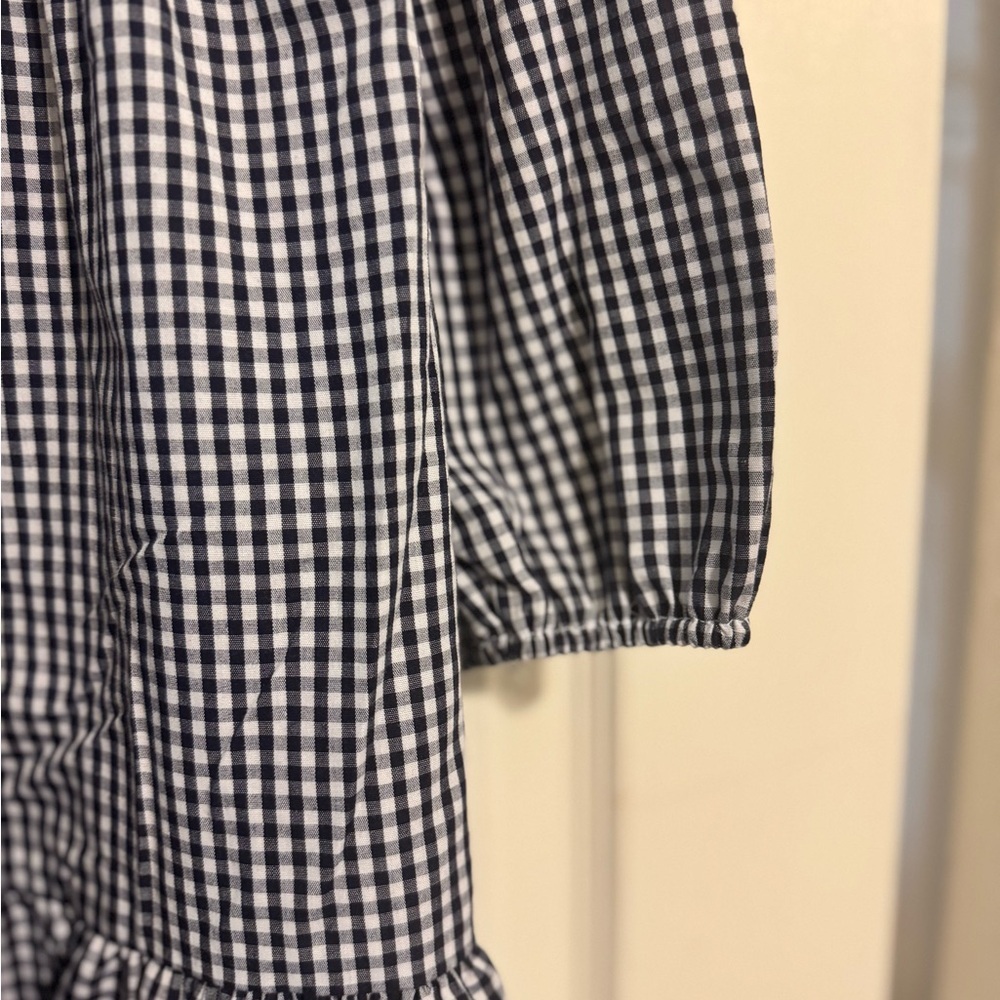 Little English Navy and White Gingham Kids Dress - Picture 3 of 7